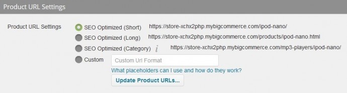 Big Commerce URL Settings