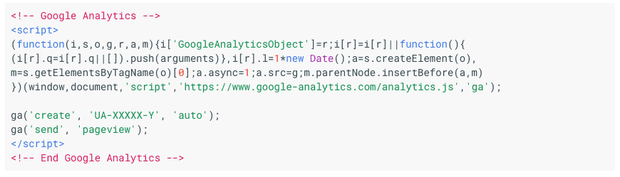 Google Analytics Code Snippet with 10 lines of code.