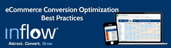 eCommerce Conversion Optimization Best Practices. Logo: Inflow. Attract. Convert. Grow.