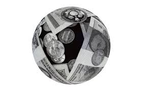 Moneyball A photograph of coins and money bills.