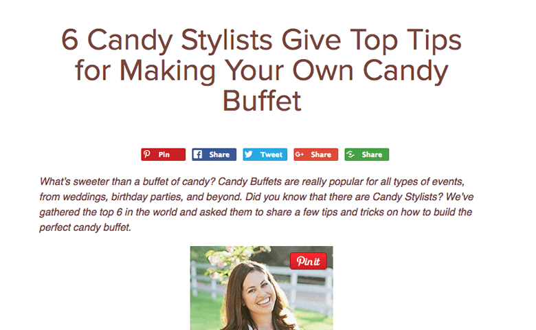 Candy Direct blog post titled: 6 Candy stylists Give top tips for making your own candy buffet. 