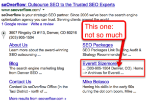example of SERP listing you want to demote example of SERP listing you want to demote