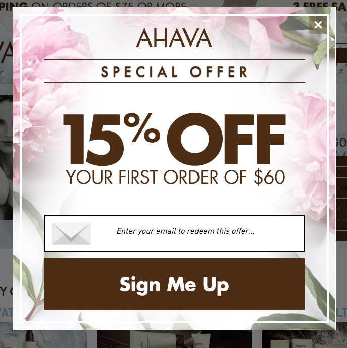 Ahava 15 Percent Off Pop-Up