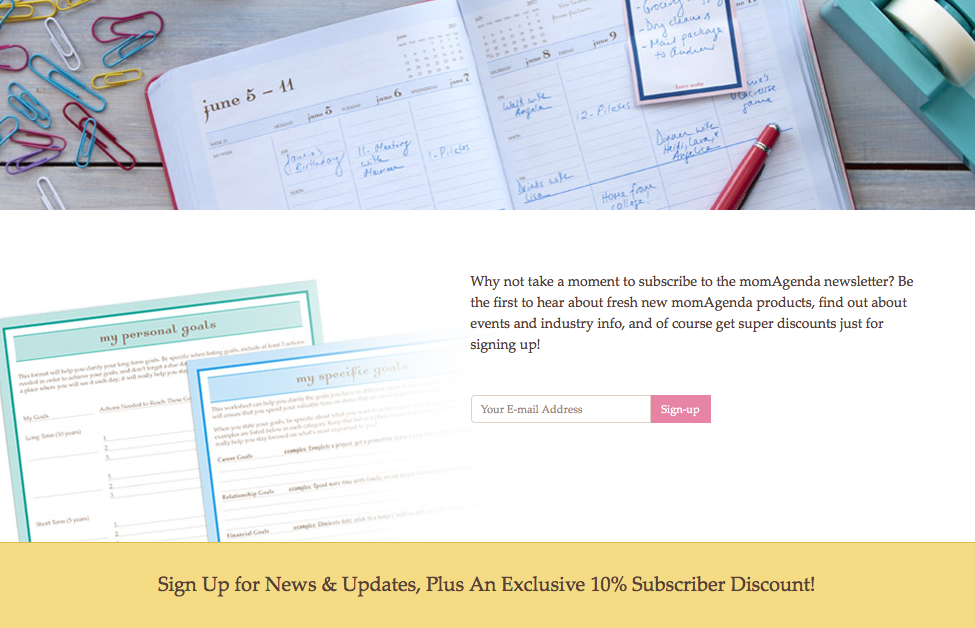 MomAgenda eCommerce Landing Page