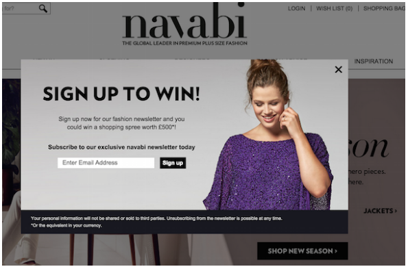 Navabi.com contest/giveaway pop-up form for email list growth.