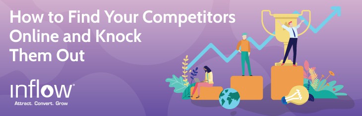 How to Find Your Competitors Online and Knock Them Out. Logo: Inflow. Attract. Convert. Grow.