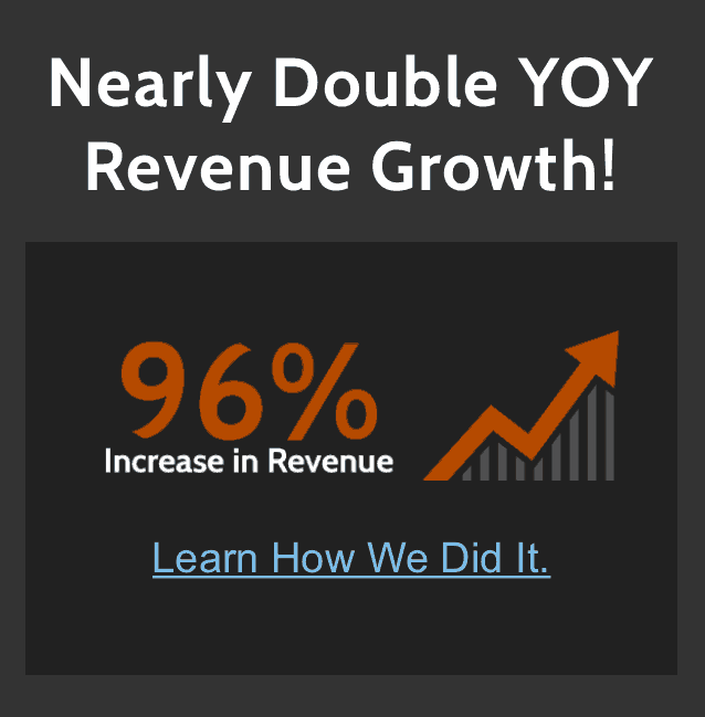 Inflow mobile site. Nearly double Y O Y revenue growth! 96% increase in revenue. Learn how we did it. 