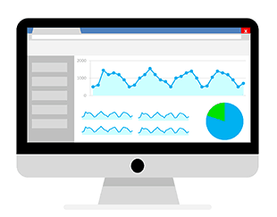 An illustration of a computer monitor displaying a report. 