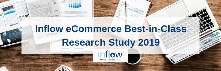 Inflow eCommerce best-in-Class Research Study 2019. Logo: Inflow. Attract. Convert. Grow.