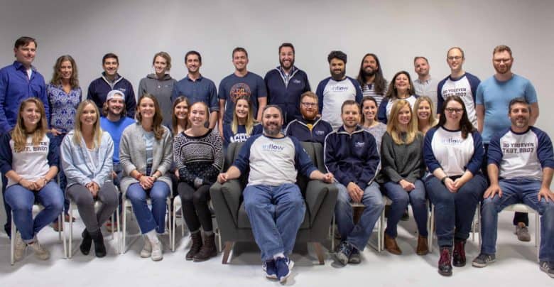 2018 Inflow Company Photo 2018 Inflow Company Photo of 28 people smiling at the camera.