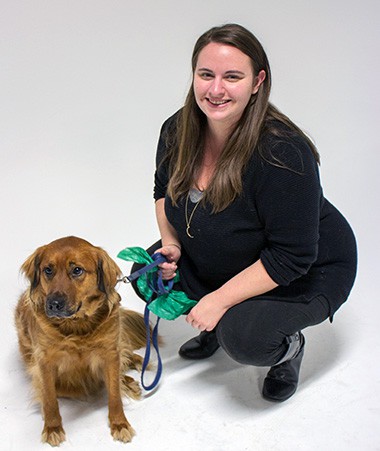 Lindsay Haskell with a dog.