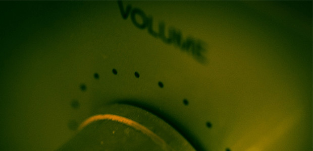 A close-up photograph of a volume knob.