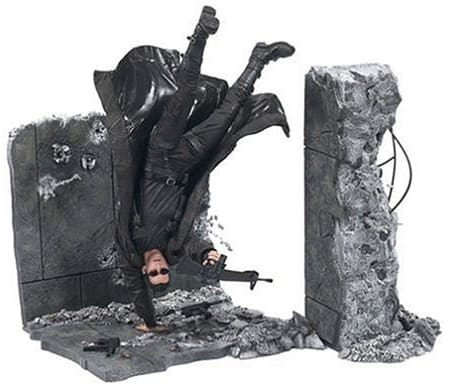 Neo action figure with crumbling cement walls. 