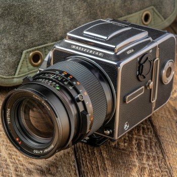 A photograph of an older style camera. 