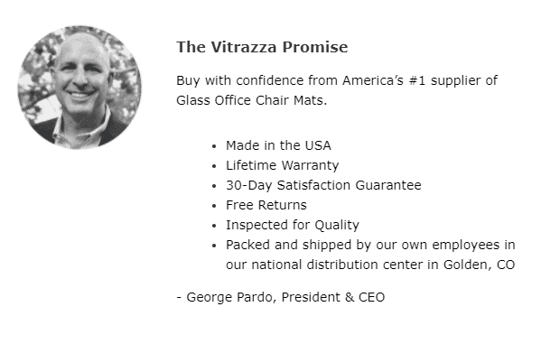 Headshot of George Vitrazza, with personalized "The Vitrazza Promise" for email marketing.