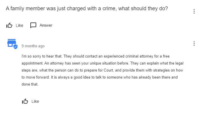 Google My Business Q&A: A family member was just charged with a *****, what should they do?