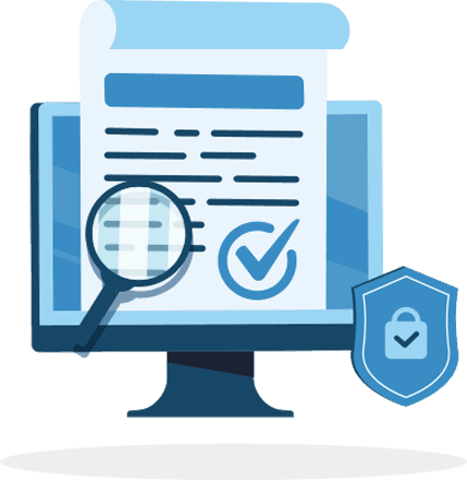 cro-sound-good Illustration of computer monitor with webpage and magnifying glass.