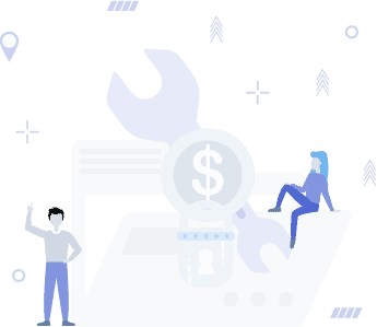 cro-sound-good Illustration of two human figures. One stands and points his finger to the air. The other sits next to a U.S. dollar sign and padlock.