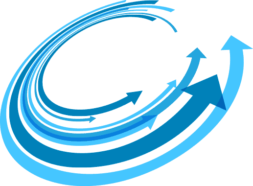 phase-1-img Seven concentric blue arrows circling back on themselves to make three-quarter loops.