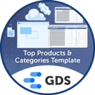 Top Products & Categories Template. Logo: Google Data Studio. GDS.