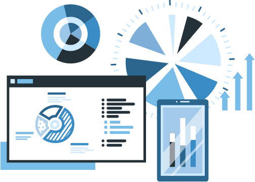 integrated-approach Illustration of reports and bar charts.