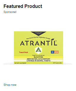 Featured Product. Sponsored. Image of Atrantil bloating solution. Shop now.