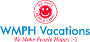 Logo: WMPH Vacations. We Make People Happy. Smile emoticon.