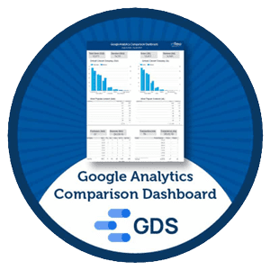 Google Analytics Comparison Dashboard. Logo: Google Data Studio.