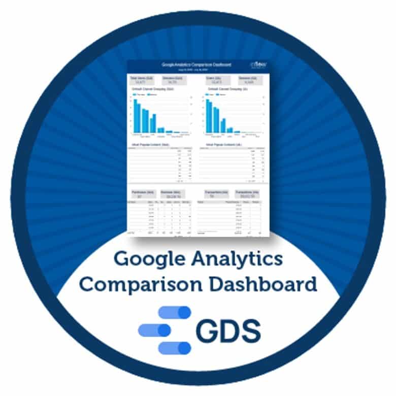 Google Analytics Comparison Dashboard. Logo: Google Data Studio.