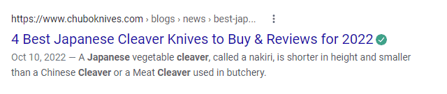 Google search result. 4 Best Japanese Cleaver Knives to Buy & Reviews for 2022. Oct. 10, 2022. A Japanese vegetable cleaver, called a nakiri, is shorter in height and smaller than a Chinese Cleaver or a Meat Cleaver used in butchery.