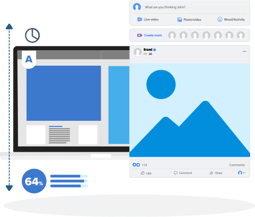 email-marketing-1 Facebook post publishing options. Illustration.