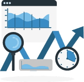 Graphs showing upward growth. Illustration.