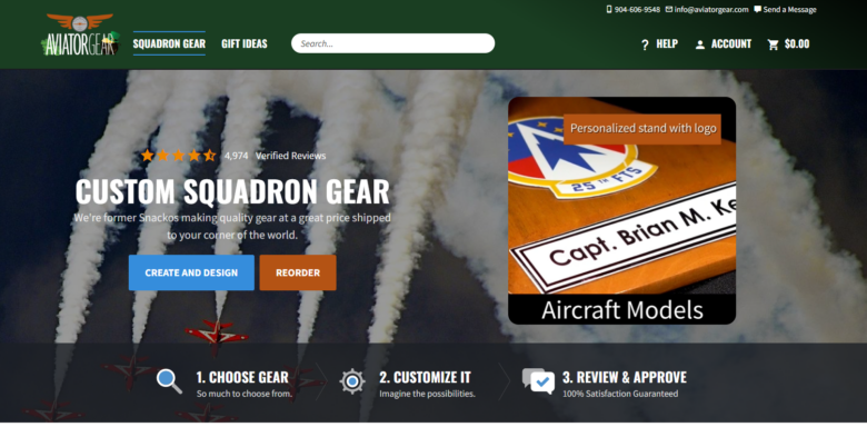 Aviator Gear homepage. Custom Squadron Gear. Aircraft Models.