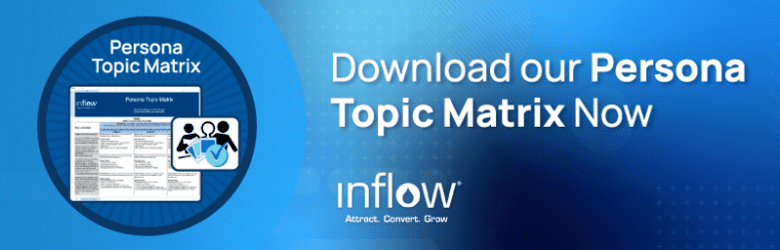 Download Our Persona Topic Matrix Now. Logo: Inflow. Attract. Convert. Grow.