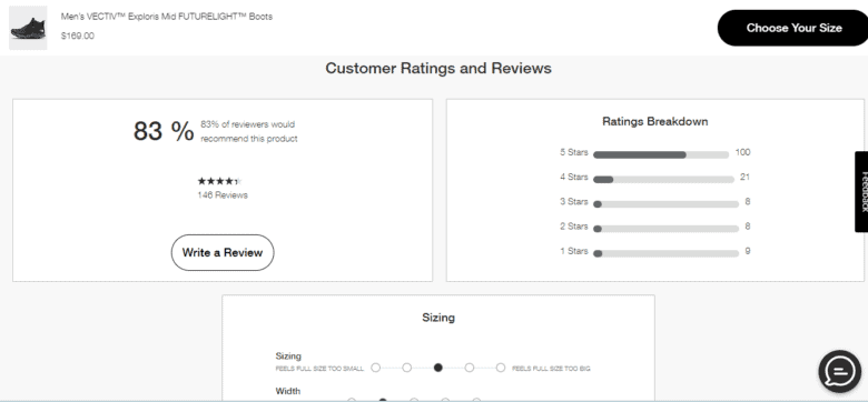 Product reviews: Men's VECTIV Exploris Mid FUTURELIGHT Boots. 83% of reviewers would recommend this product. Ratings Breakdown: 100 five-star reviews, 21 four-star reviews, 8 three-star reviews, two-star reviews, 9 one-star review.