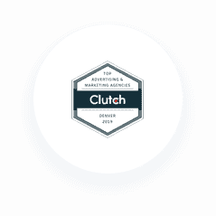 Badge: Top Advertising and Marketing Agencies. Clutch. Denver 2019.