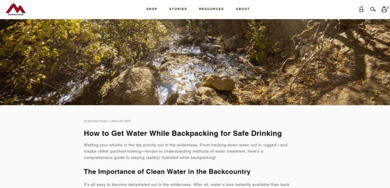 Mountain House Blog: How to Get Water While Backpacking for Safe Drinking. By Mountain House.