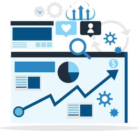 email-marketing-3 Website tabs showing graphs and reports. Illustration.