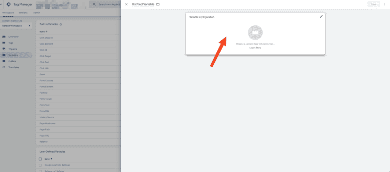 Google Tag Manager: Variable Configuration. 