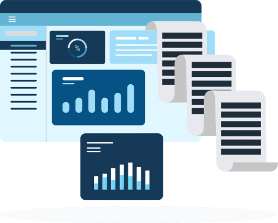 email-marketing-1 Internet tab showing charts and files. Illustration.