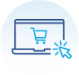 Laptop computer with shopping cart icon. Illustration.